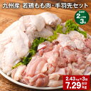 【ふるさと納税】【定期便】【2ヶ月毎3回】九州産 若鶏もも肉・手羽先セット 計7.29kg（2.43kg×3回）鶏肉 肉 鶏 手羽 唐揚げ 詰め合わせ セット 冷凍 九州 国産 熊本県 菊池市 送料無料