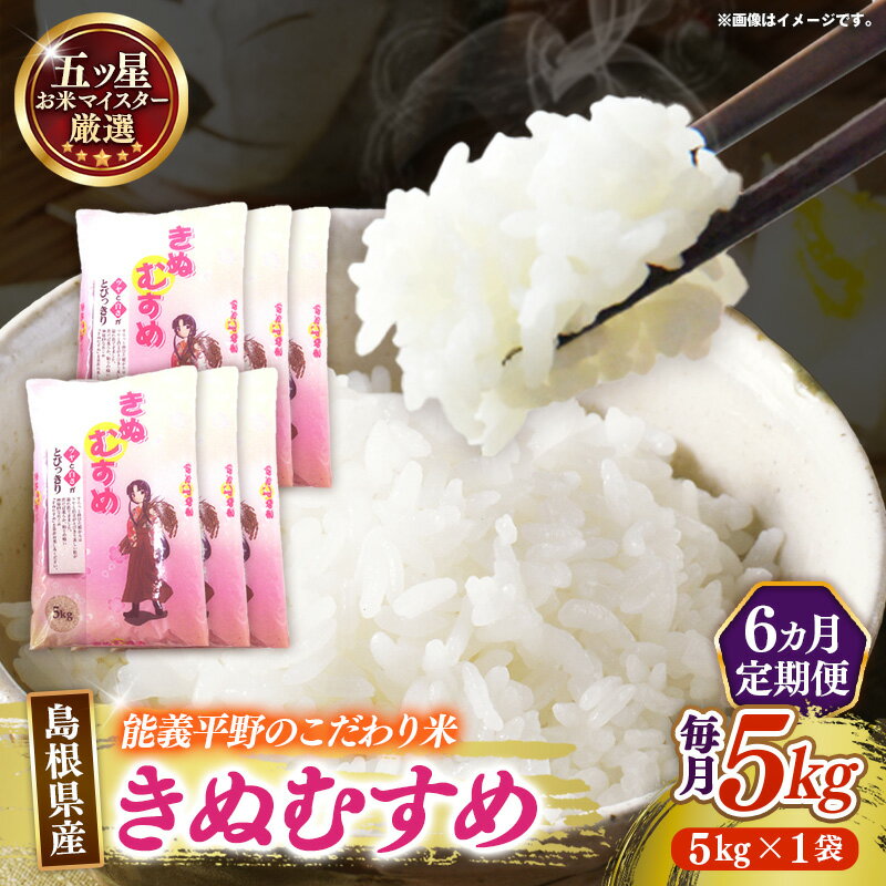 【ふるさと納税】【定期便】五ツ星お米マイスター厳選 能義平野のきぬむすめ 5kg×6ヵ月 ／ 令和7年産 5KG 6ヶ月 毎月 計30kg 精米 白米 ご飯 お米 美味しい 安心 安全 沼田米穀店 島根県 安来市【価格変更X】【66-NB-11】