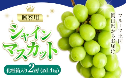 贈答用 フルーツ王国 岡山県産 シャインマスカット 化粧箱入り 2房 Lino ＆ Kai Farm《2026年10月上旬-11月中旬頃出荷》マスカット 送料無料 岡山県 浅口市 ギフト シャインマスカット 岡山 ぶどう フルーツ 果物