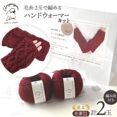 ふるさと納税 江南市 毛糸2玉で編めるケーブル模様のハンドウォーマーキット 11番色