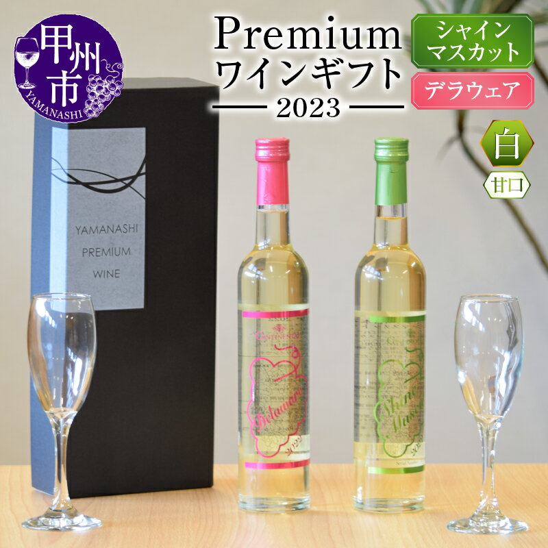 【ふるさと納税】 ワイン 白 500ml 2本 白ワイン シャインマスカットワイン デラウェアワイン 2023 Premium ワインギフト 山梨 数量限定 記念日 父の日 母の日 山梨県 甲州市 ギフト 贈答 プレゼント 名産地 （HO） 【B16-776】