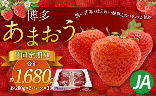 【3回定期便】博多 あまおう 2パック【2026年2月上旬～4月下旬発送予定】
