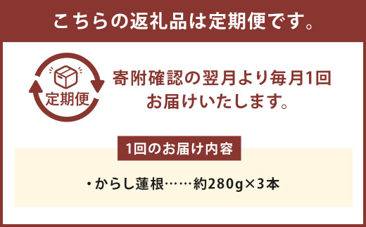 【定期便12回】からし蓮根セット3本 揚げたて---031-1803---