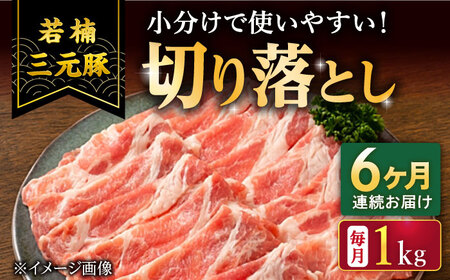 【6回定期便】若楠三元豚 切り落とし 1kg（250g×4パック）/ナチュラルフーズ[UBH075]