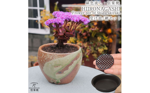 
            信楽焼 陶器 植木鉢 受け皿＆ネット付き 【緋色砂流し】
          