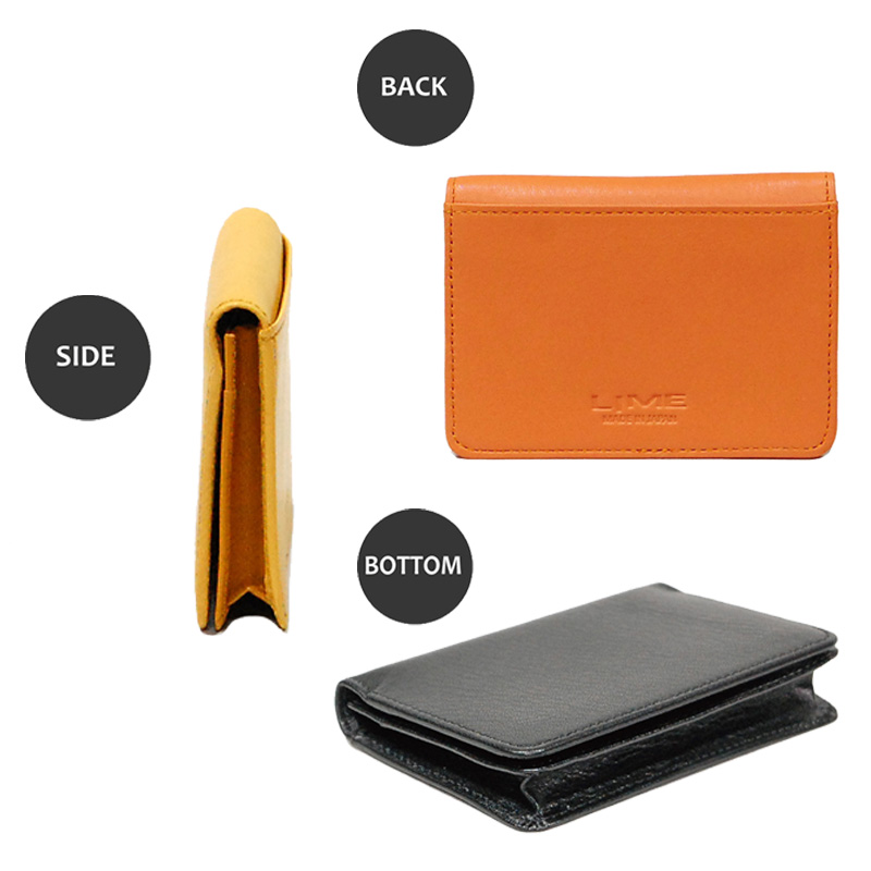 シルキーレザー 名刺入れ 【LIME】：ブラック