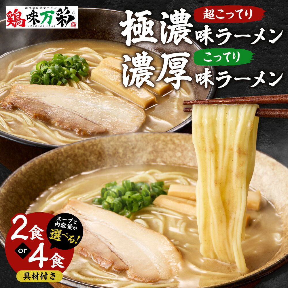 【ふるさと納税】 ラーメン 鶏味万彩 具材付き 【 選べる スープ 内容量 】 2食 4食 濃厚 こってり 極濃 超こってり 食べ比べ 北海道産 知床産 鶏ガラ 香味野菜 スープ 保存料不使用 着色料不使用 本格派 札幌ラーメン 生麺 生スープ メンマ チャーシュー 北海道 札幌市