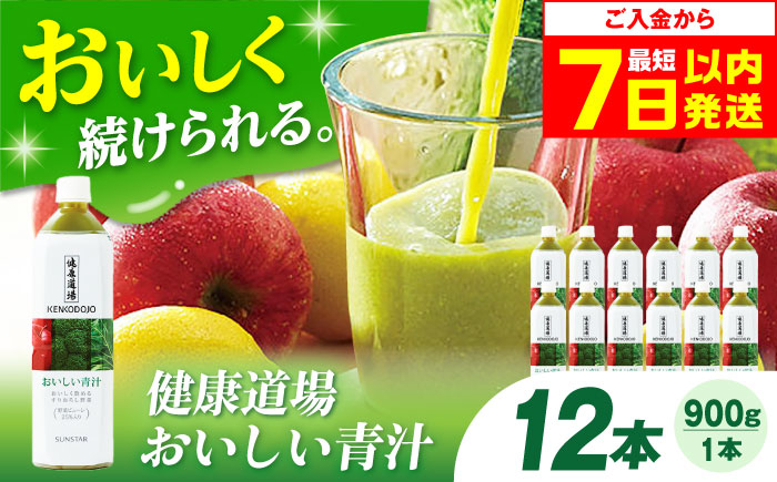 
            【最短7日以内発送】サンスター 健康道場 おいしい青汁ペットボトル900g 12本 （6本入×2ケース） 青汁 あおじる 野菜ジュース ペットボトル まとめ買い お試し健康 保存料不使用 無添加 国産 長期保存 常温 非常用 大阪府高槻市/サンスター[AOAD031]
          