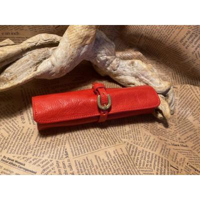 ふるさと納税 栗東市 蹄鉄バックルロールペンケース(レッド)