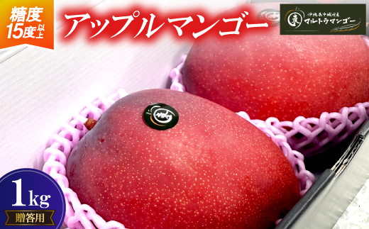 【2026年6月下旬から順次発送】マルトウマンゴーの贈答用アップルマンゴー1kg【配送不可地域：離島】