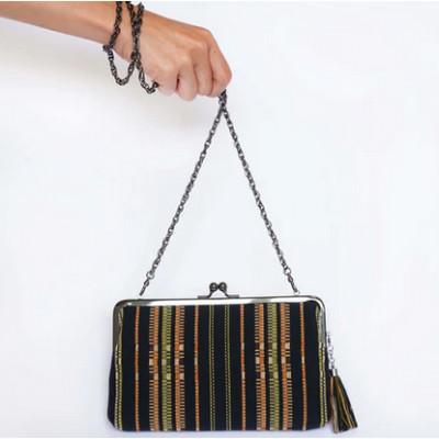 ふるさと納税 糸満市 shuriori minibag 濃紺 手織りの首里道屯織ミニバッグ
