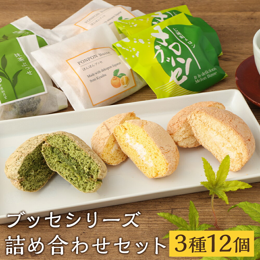 【ふるさと納税】菊池銘菓 ブッセシリーズ詰め合わせセット 1箱 12個入り 3種類×各4個 《90日以内に出荷予定(土日祝除く)》和菓子 洋菓子 お菓子 焼き菓子 菓子折り 銘菓 抹茶 メロン デコポン ブッセ デザート スイーツ 九州 熊本県 送料無料