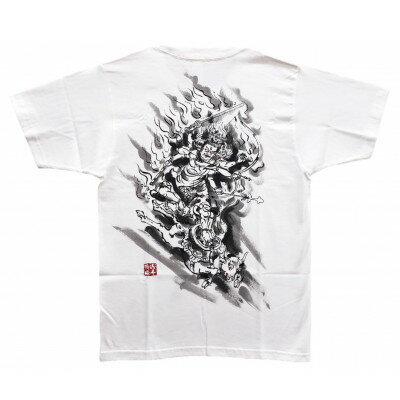 【ふるさと納税】手描きTシャツ 仏画 大威徳明王 白 (半袖 Lサイズ)【1615024】