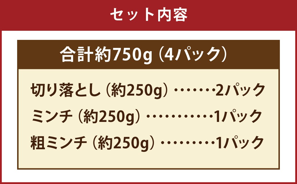 使い勝手の良い切り落とし・ミンチのセット