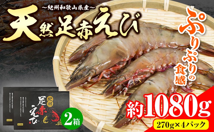 紀州和歌山産天然足赤えび 540g×2箱(270g×4パック) 化粧箱入 魚鶴商店《11月上旬-2月上旬頃出荷》和歌山県 日高川町 足赤えび えび エビ---wshg_fuot97_11j2j_24_35000_4p---