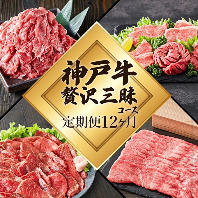 神戸牛 定期便 12ヶ月連続お届け 贅沢三昧 すき焼き肉 焼肉 ロースステーキ 焼肉食べ比べ 切り落とし スジ肉 年内配送 within2025