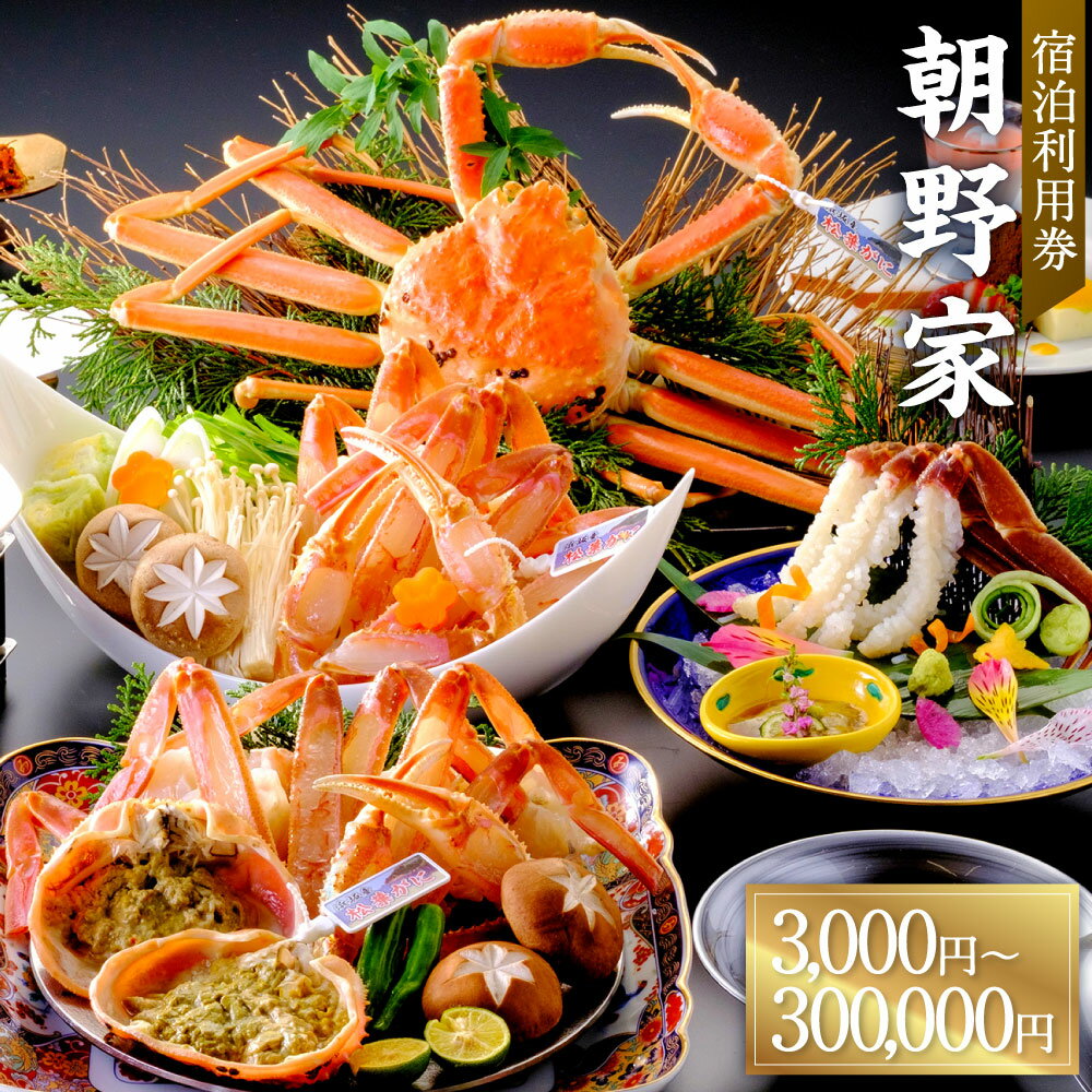 【ふるさと納税】＜選べるご利用金額＞朝野家宿泊利用券 3,000円～300,000円 宿泊利用券 宿泊券 利用券 商品券 ホテル券 旅行券 チケット 旅館 ホテル 会席料理 全客室温泉付き 温泉 茶道 華道 香道 旅行 観光 兵庫県 新温泉町 送料無料