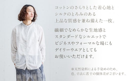 手染めシルクコットン切替シャツ サイズ2 LIGHT GRAY（薄墨染）　AO035