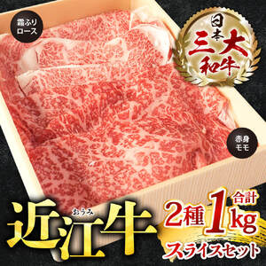 近江牛 スライスセット（ 霜降りロース・ 赤身モモ）計 1kg　E-E13　株式会社びわこフード(近江牛専門店 万葉) 東近江