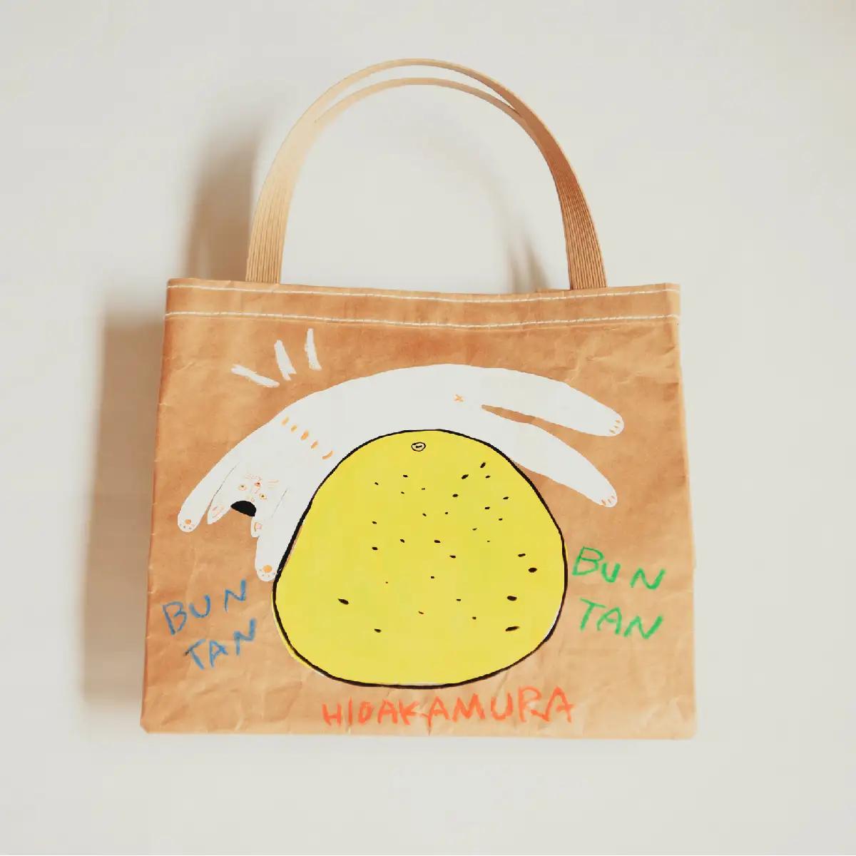 米袋バッグ トートバッグ 土佐ぶんたん柄 大四角 KOME TOTE アップサイクル