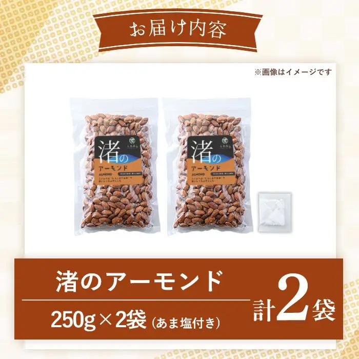 No.1035-A 渚のアーモンド(計500g・250g×2袋) ナッツ おつまみ 無塩 ノンオイル 国内製造 アーモンド 常温 常温発送【末永商店】