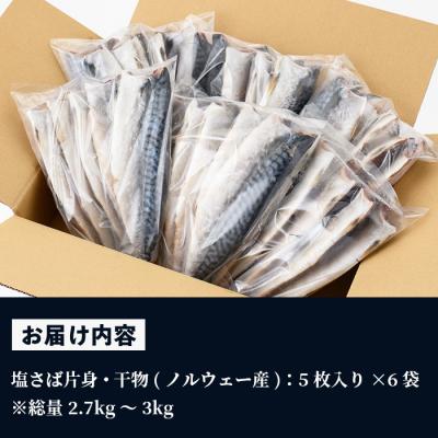 ふるさと納税 いちき串木野市 ノルウェー産塩さば片身・干物(30枚・総量約2.7kg〜3kg) |  | 03