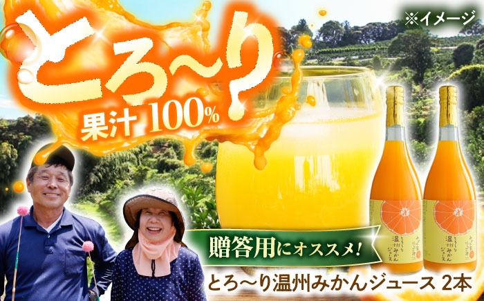 
            高知県産みかん果汁100％ とろ〜り温州みかんジュース（720ml×2本）/ みかん 温州みかん 柑橘 果実 果汁 100% くだもの ジュース ドリンク 【みかん家にしごみ】 [ATEA008]
          