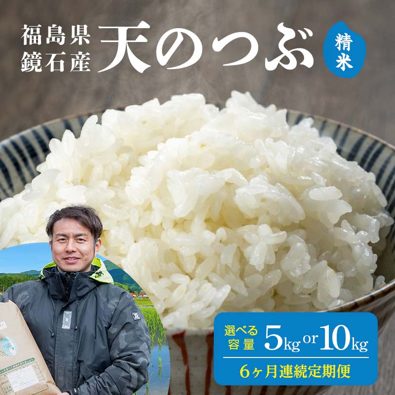 【ふるさと納税】《選べる容量》〈先行予約 2026年産米〉【米の定期便】福島県鏡石町産 和田農園「天のつぶ」精米《5kg 10kg》 6か月連続 F6Q-447var