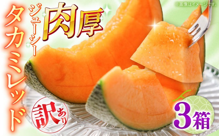 【2027年5月〜発送】訳あり タカミメロン レッド 3箱 （1箱 3～6玉）/ メロン めろん フルーツ 果物 / 南島原市 / 南島原果物屋[SCV038]