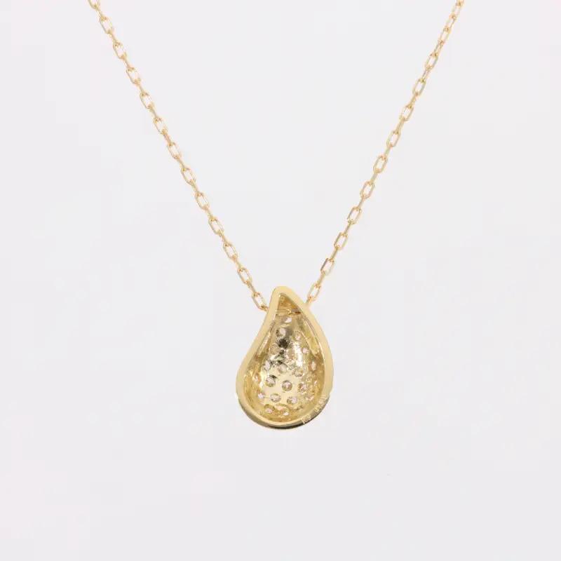 K18 イエローゴールド ティアドロップ ダイヤモンド 0.2ｃｔ ネックレス EJ-117