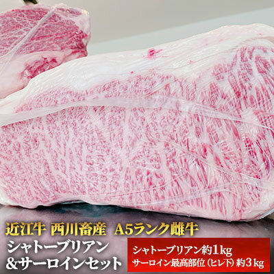 【ふるさと納税】近江牛 ステーキ シャトーブリアン サーロイン セット A5 雌牛 西川畜産 牛肉 黒毛和牛 サーロインステーキ 肉 お肉 牛 和牛 　お届け：繁忙期に限り納期最長3～5ヶ月。納期指定不可