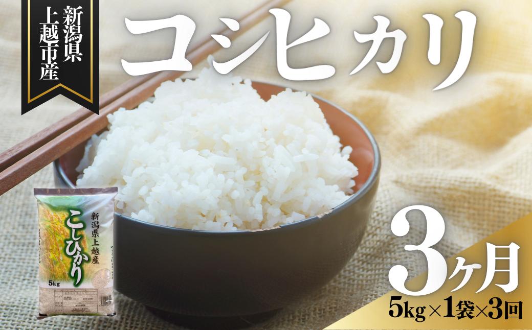 【6月上旬より配送】上越市産 新潟 コシヒカリ 5kg 3か月定期便 こしひかり お米 精米 米 ご飯 定期