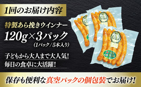 ウインナー【全12回定期便】特製 5本入り×3袋  ウインナー[AGAZ075]
