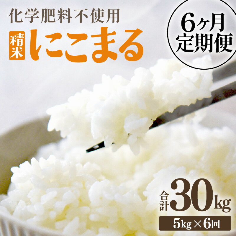 【ふるさと納税】【先行予約】【令和8年産】【定期便6回】≪6ヶ月連続お届け≫ 化学肥料不使用 にこまる 精米 5kg × 6回（合計30kg）※2026年11月上旬より順次発送予定