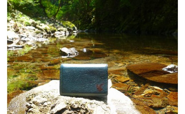 【職人手縫い】和歌山日本鹿革名刺入れ　青龍（青色）AJ005_イメージ2