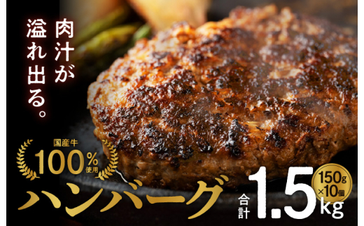 
国産 牛肉 100% ハンバーグ 1.5kg（150g×10個）
