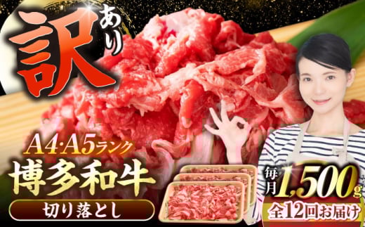 【全12回定期便】【訳あり】【A4〜A5ランク】博多和牛 切り落とし 1.5kg（500g×3個）《豊前市》【株式会社木村食品】国産 黒毛和牛 牛丼 肉じゃが [VDZ051]