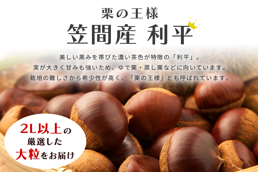 笠間の生栗 (約1kg) 低温熟成 利平 2L以上 日本一 栗生産量 茨城県 栗 くり 生栗 熟成栗 大きい 大粒 茨城 国産 国産栗 和栗 甘栗 栗ご飯 栗きんとん 栗おこわ 甘露煮 マロン 秋 旬