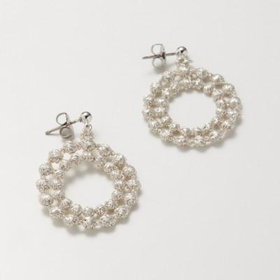 ふるさと納税 桐生市 刺繍ピアス　ドイリーピアス(シルバー) |  | 01