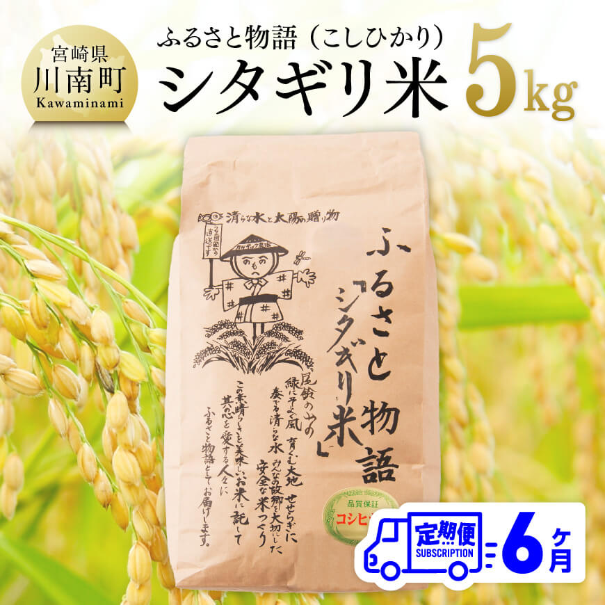 【ふるさと納税】※レビューキャンペーン※【6ヶ月定期便】【令和7年産】宮崎県産こしひかり「シタギリ米」5kg - お米 新米 こしひかり 定期便 全6回 防災 備蓄 非常用 宮崎県 川南町 送料無料 C04201t6