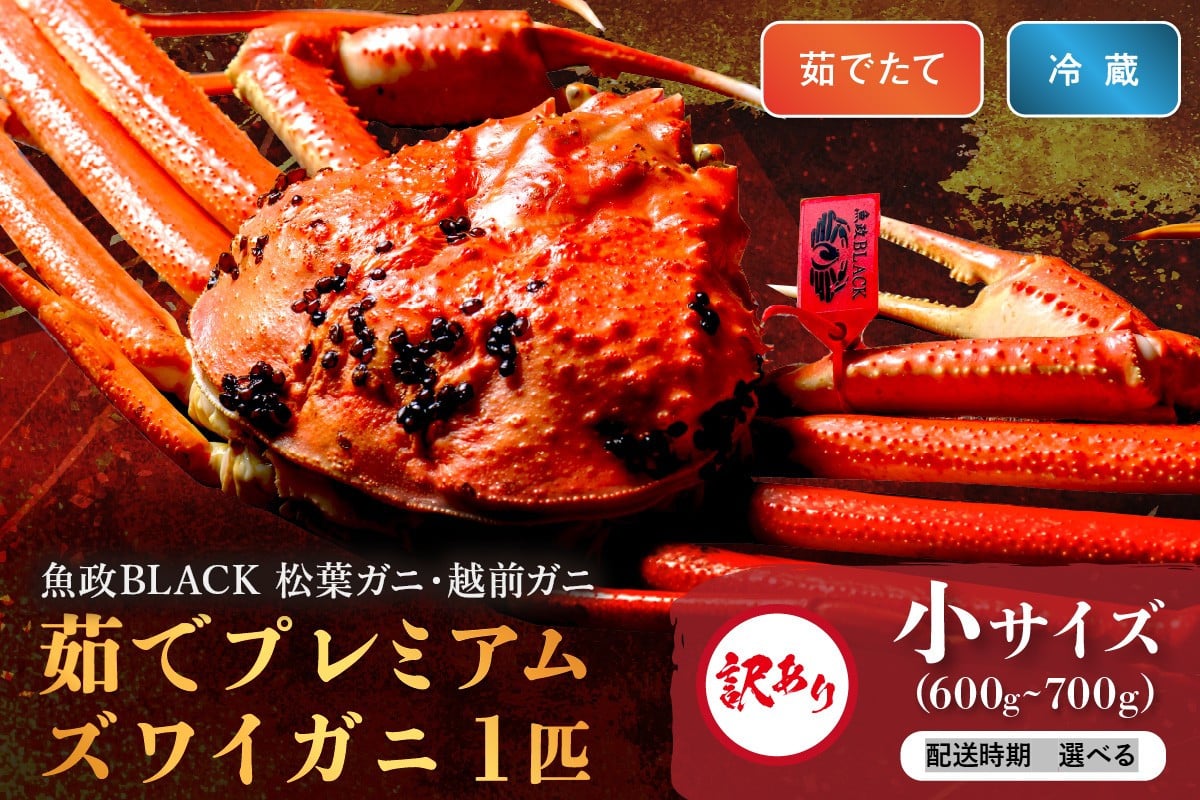 
            訳あり　【蟹の匠 魚政】茹で　プレミアムズワイガニ 魚政BLACK（松葉ガニ・越前ガニ） 小サイズ（600～700g） 1匹　UO01310・UO01311
          