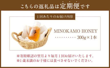 【3ヶ月定期便】MINOKAMO HONEY はちみつ 1本（300g）×3回 ｜ 藤井養蜂 蜂蜜 非加熱 百花蜜 国産 甘味料 定期便 美濃加茂市