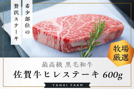 《佐賀牛》「梁井」希少部位 ヒレステーキ 3枚 600g【佐賀牛 ヒレステーキ フィレステーキ ヒレ肉 フィレ やわらか 上質 サシ 美味しい パーティー イベント ブランド肉】 J-F081014