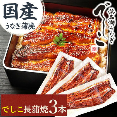 【ふるさと納税】浜名湖養鰻125年の最高傑作「でしこ」!浜名湖・うなぎのたなか国産長蒲焼3本※簡易箱・合計約330g【配送不可地域：離島】【1757969】