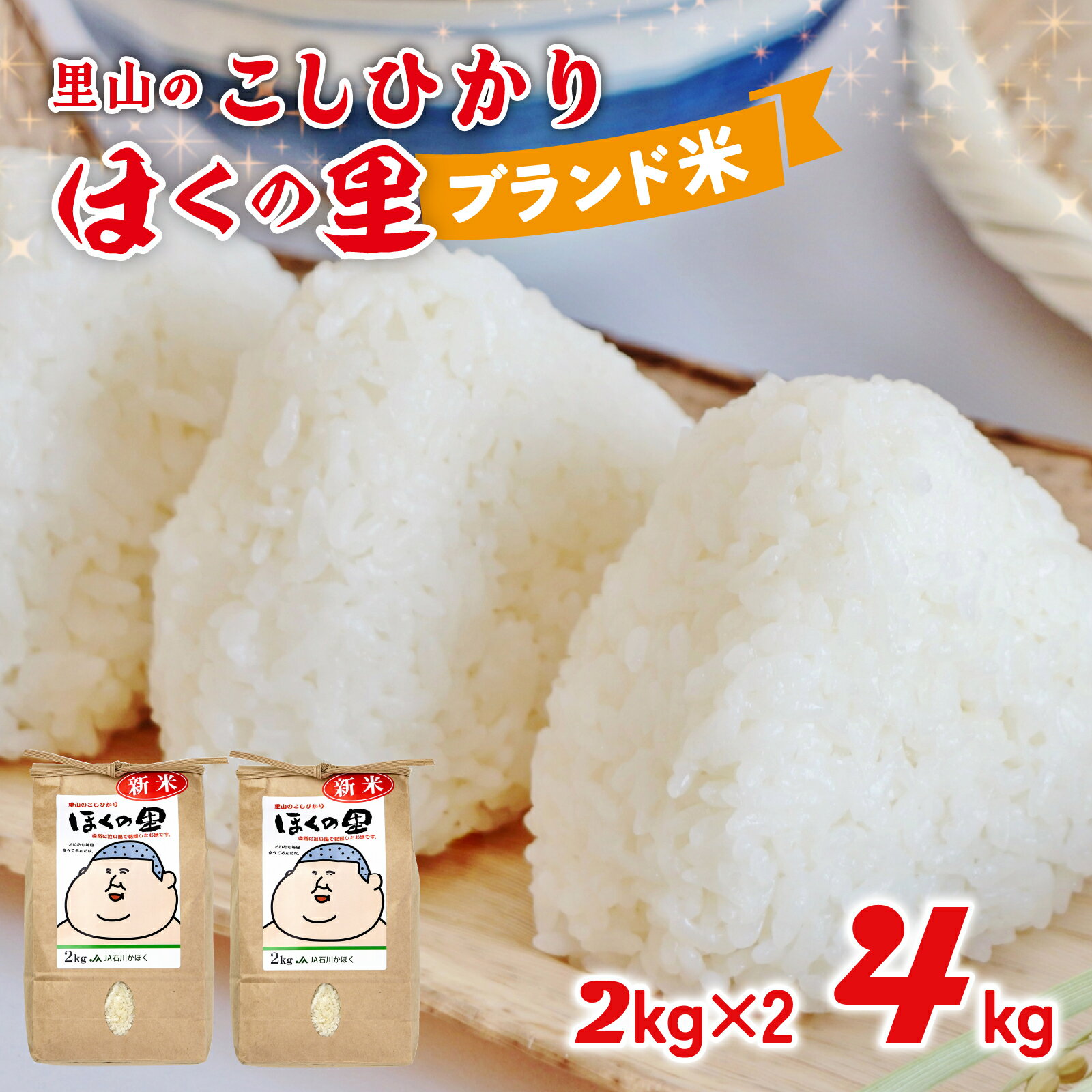【ふるさと納税】里山のこしひかり ほくの里 4kg（2kg × 2袋）| 令和7年産 こしひかり コシヒカリ ブランド米 銘柄米 災害支援 お米 4キロ 白米 精米 国産 選べる 送料無料