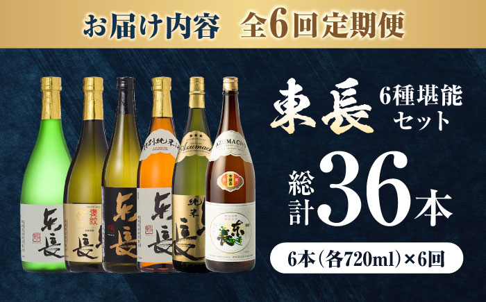 【全6回定期便】東長 6種堪能セット 計36本（大吟醸 東長・褒紋東長・純米吟醸 東長・慶紋東長・純米東長・金紋東長）720ml / 日本酒 / 佐賀県 / 瀬頭酒造株式会社 [41AIAD103]