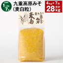 【ふるさと納税】【定期便】【1ヶ月毎7回】九重高原みそ（麦白粒） 1kg×4袋 計28kg（4kg×7回） 麦みそ 味噌 白色系 大麦 大豆 調味料 大分県産 九州 国産 大分県 九重町 送料無料