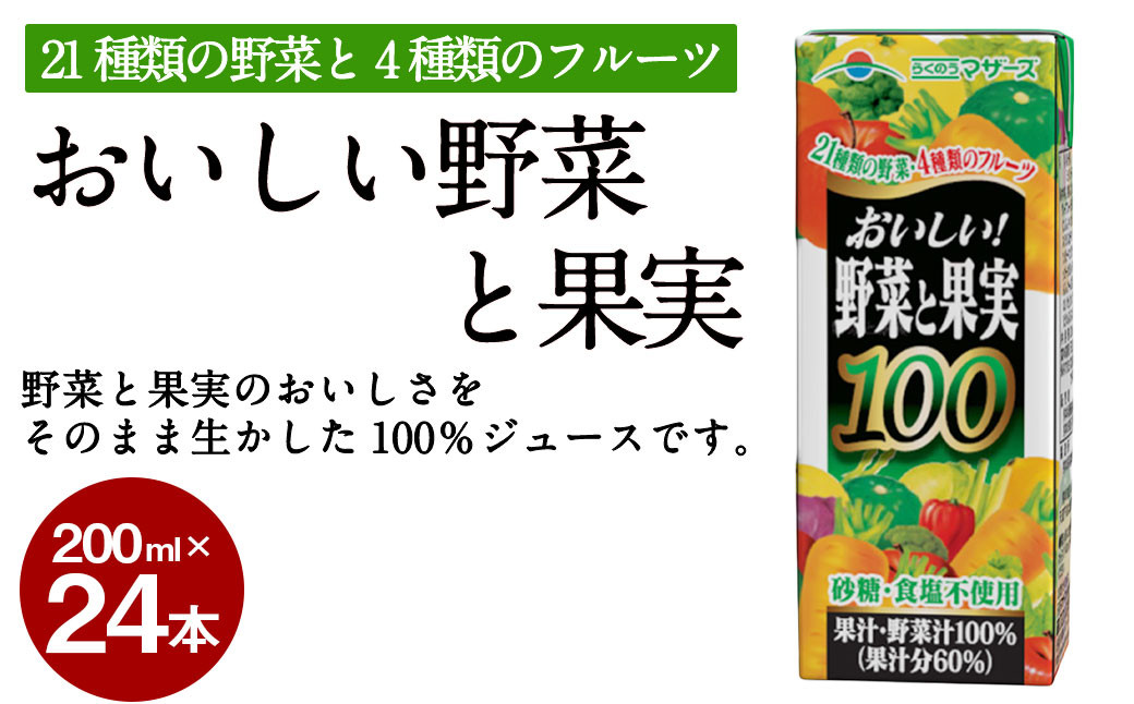 おいしい野菜と果実100 200ml × 24本 合計4800ml