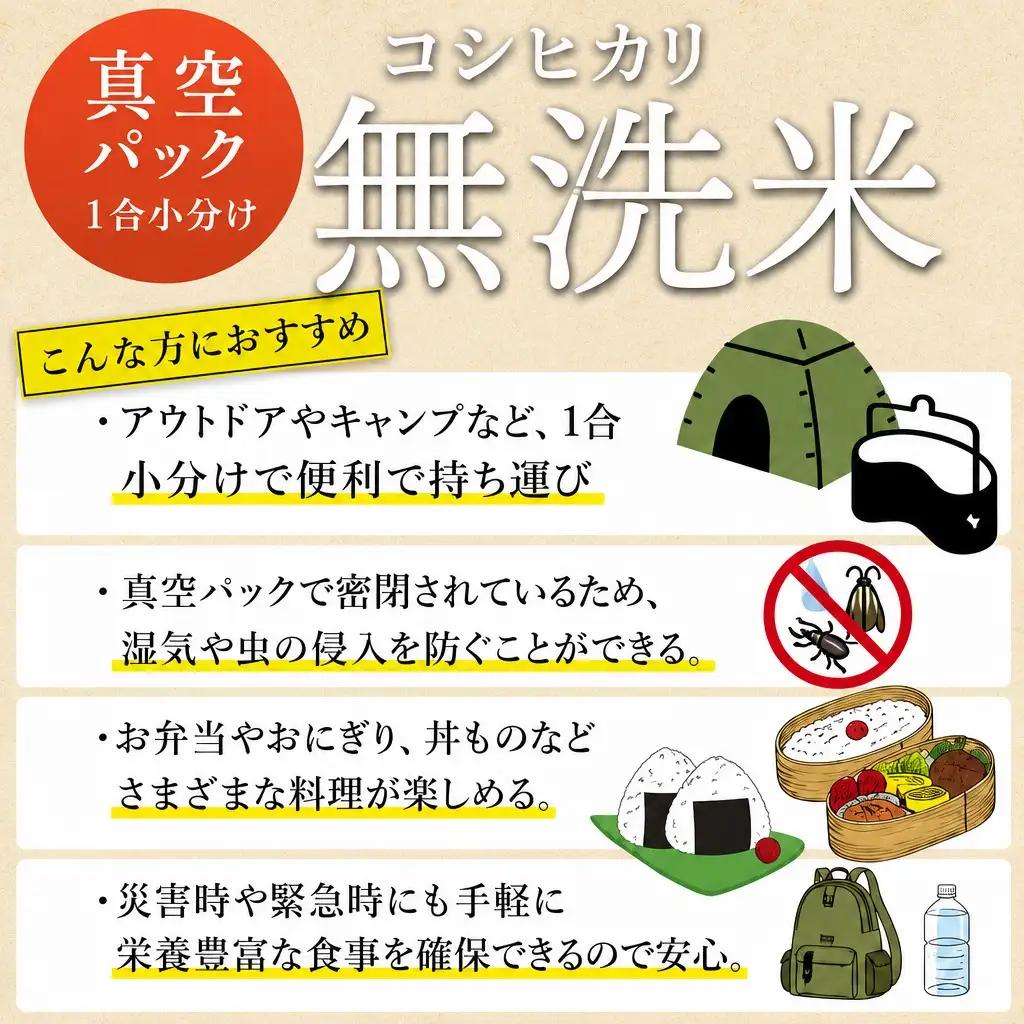 令和7年度産 無洗米コシヒカリ 一合150g小分け真空パック 10パック（150g×10パック） / 米 備蓄 キャンプ 綾部市 / たか米ファーム［BSBD002］
