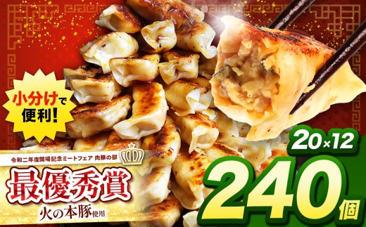 火の本豚餃子 （20個×12パック）240個入  | 熊本県 熊本 くまもと 和水町 なごみ 豚肉 火の本豚 地域ブランド ギョウザ ぎょうざ 20個 12パック 240個 冷凍餃子